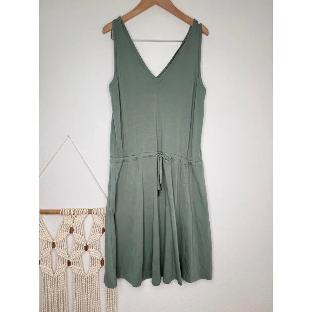 Sweaty Betty Dress Sz S Sage Green tank Athlesiure Drawstring Waist Minimalist
